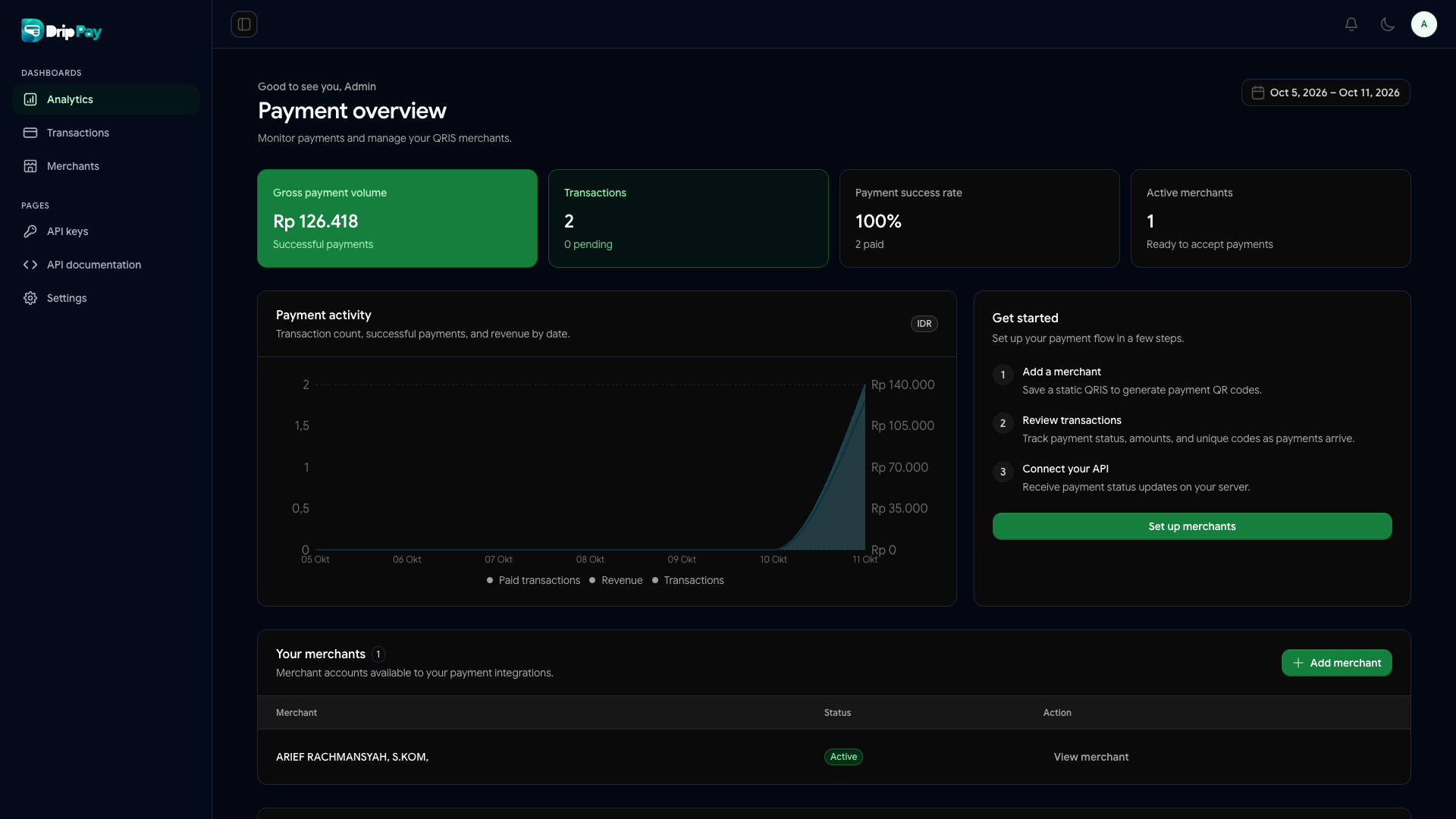 DripPay Dashboard Preview Dark
